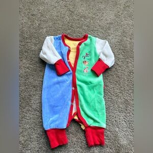 Vintage OshKosh B'gosh color block romper made in USA Sz newborn circus